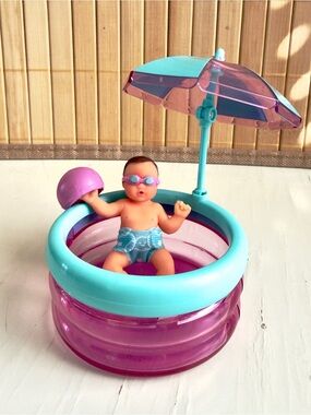 NEW ZURU My Mini Baby in purple pool with googles + swim cap 🥽